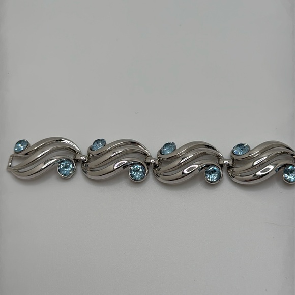 Trifari Silver Bracelet with Blue Accents - Picture 2 of 7